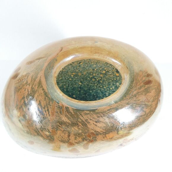 Art Glass Vase Thick Blown Glass Marigold Iridescent Textured - Picture 9 of 14